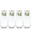 Lenox Holiday 4-piece Stemless Toasting Flutes In Red