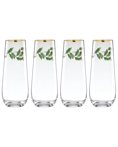 LENOX LENOX HOLIDAY STEMLESS 4PC FLUTE SET