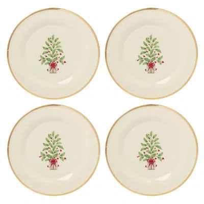 Lenox Set Of 4 Holiday Tree Accent Plates In Multi