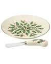 Lenox Hosting The Holidays Cheese Plate & Knife Set In White