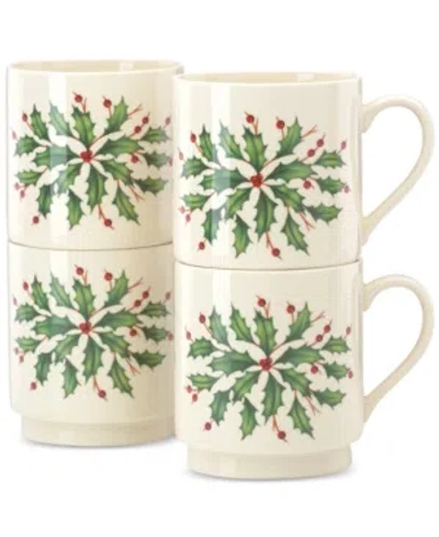 LENOX HOSTING THE HOLIDAYS STACKABLE MUGS, SET OF 4