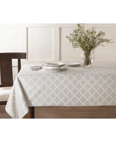 Lenox Laurel Leaf Round Tablecloth 90" X 90" In Platinum