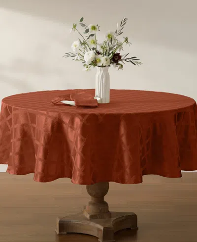 Lenox Laurel Leaf Round Tablecloth, 70" X 70" In Red