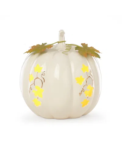 Lenox Lighted Pumpkin Medium Centerpiece In Ivory