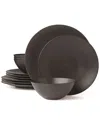 Lenox Lx Collective Black 12-piece Dinnerware Set In Black