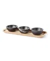 Lenox Lx Collective Tray Set With 3 Dip Bowls In Black And White