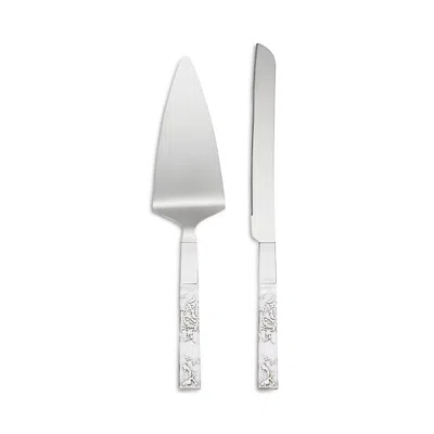 Lenox Bridal Silver Peony 2-piece Dessert Set In Gray