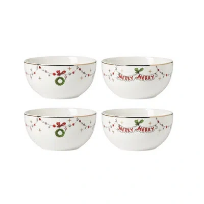 Lenox Merry Grinchmas 16 Oz. 4 Piece Grinchie Cereal Bowl Set In Green;red