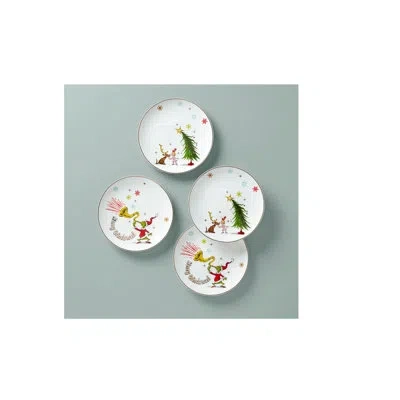 Lenox Merry Grinchmas Grinchie Gifts Accent Plates, S/4 In White