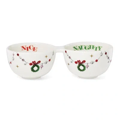 Lenox Merry Grinchmas Naughty Or Nice Double Dip Bowl In Ivory