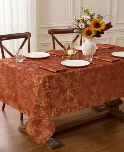 Lenox Metallic Falling Leaves Foil Rectangular Tablecloth, 60" X 102" In Brown