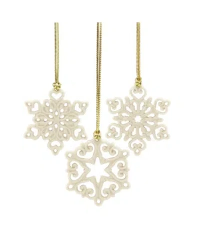 Lenox Kids' Mini Snowflake 3-piece Ornament Set In Ivory And No Color