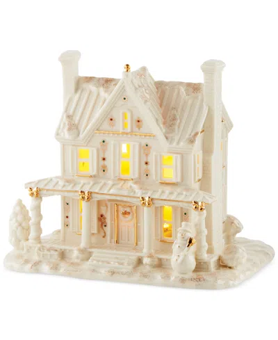 Lenox Mistletoe Park Lighted Farmhouse Figurine In Multi And Ivory
