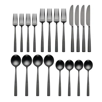Lenox Modulus Satin Champagne 20-piece Flatware Set In Black