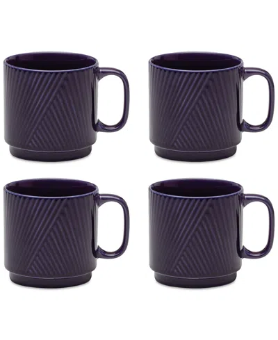 Lenox Modulus Textured Mugs, Set Of 4 In Blue
