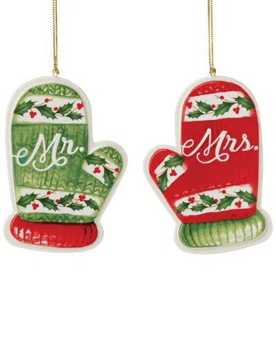 Lenox Mr. & Mrs. Mitten Ornament Set In Ivory