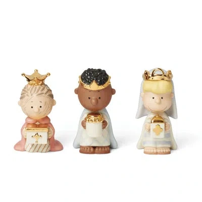 Lenox Nativity Peanuts Christmas Pageant 3 Kings Figurines In Brown,beige,black