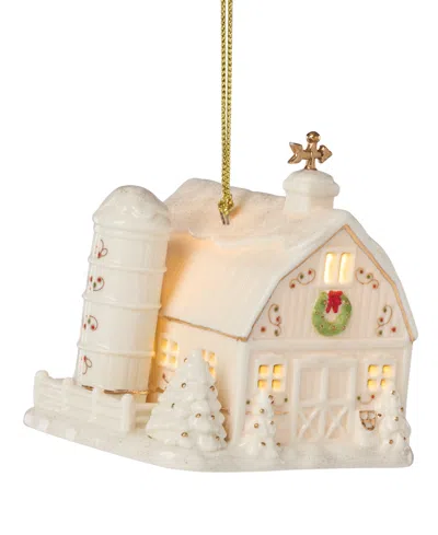 Lenox New For 2025!  Mistletoe Park Barn Lit Ornament In Neutral