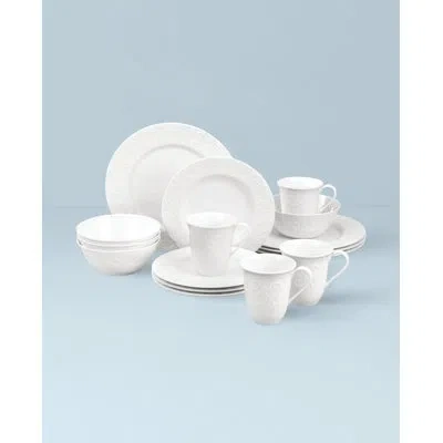 Lenox Opal Innocence Carved 16-piece Dinnerware Set In White