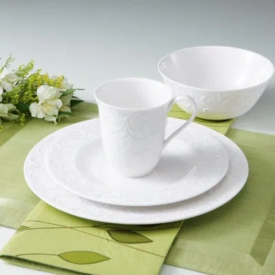 Lenox Opal Innocence Carved 4 Piece Place Setting, Service For 1 In White