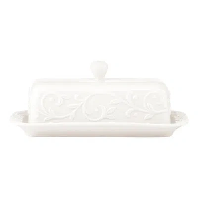 Lenox Opal Innocence Carved Butter Dish In White