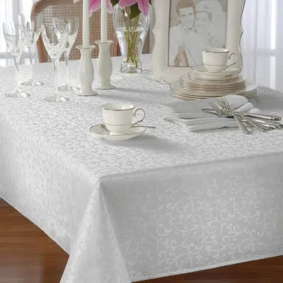 Lenox Opal Innocence Damask Tablecloth In Platinum