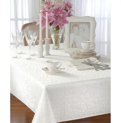 Lenox Opal Innocence Tablecloth, 84" X 60" In Platinum