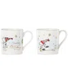 Lenox Peanuts Snoopy Skating Mugs, Set Of 2, Exclusively At Macy's In Ivory