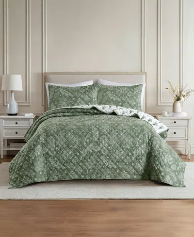 Lenox Pinecone Winter 3-piece Quilt Set, Full/queen In Green