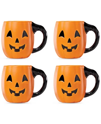 Lenox Porcelain Pumpkin Mugs, Set Of 4 In Orange