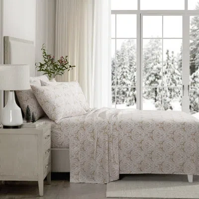 Lenox Printed 6-piece Sheet Set, Folk Reindeer, Twin In Neutral