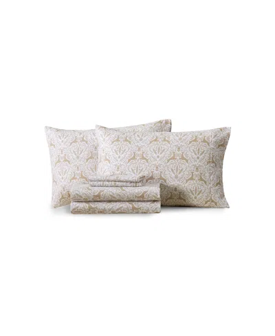 Lenox Printed Microfiber 6-piece Sheet Set, King In Brown