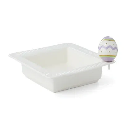 Lenox Profile Poppers Square Bowl & Easter Egg Set In White