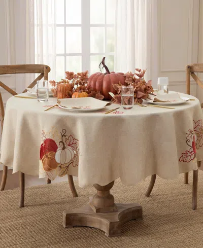 Lenox Pumpkin Picking Round Tablecloth, 70" X 70" In Neutral