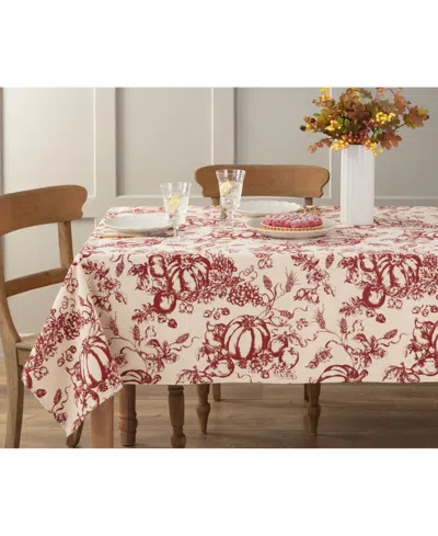 Lenox Pumpkin Printed Toile Tablecloth, 60" X 84" In Beige