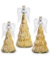 Lenox Radiant Light Lit Glass Angel Figurines, Set Of 3 In Gold