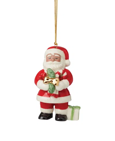 Lenox Santa Claus Holding Christmas Pickle Ornament In Ivory