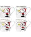 Lenox Snoopy & Woodstock Dinnerware Mugs, Set Of 4 In Ivory