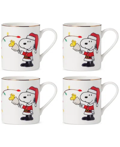 Lenox Snoopy & Woodstock Dinnerware Mugs, Set Of 4 In Ivory