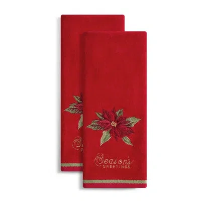 Lenox Seasons Greetings Embroidered Kitchen Towels, Set Of 2, Multicolor - 16"w X 26"l In Red