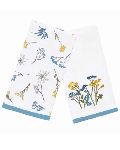 Lenox Set Of 2 Wildflowers Embroidered Kitchen Towels In Multi