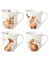 Lenox Set Of 4 Butterfly Meadow Bunny Mugs