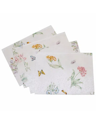 Lenox Set Of 4 Butterfly Meadow Damask Placemats In White