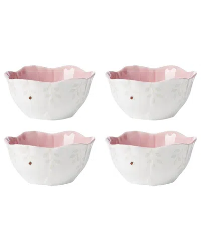 Lenox Set Of 4 Butterfly Meadow Floral Dessert Bowls In Pink
