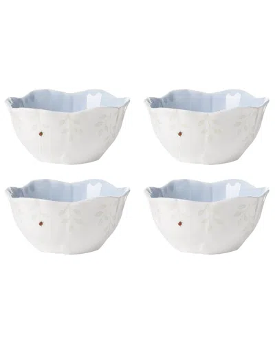 Lenox Set Of 4 Butterfly Meadow Floral Dessert Bowls In White