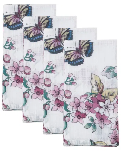 Lenox Set Of 4 Butterfly Meadow Floral Napkins In White