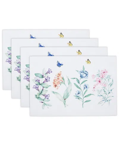 Lenox Set Of 4 Butterfly Meadow Garden Placemats In White