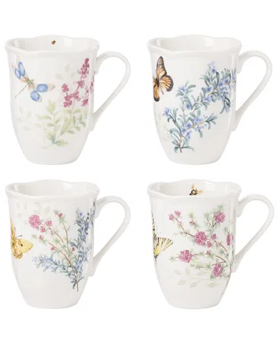 Lenox Set Of 4 Butterfly Meadow Herbs Mugs In White