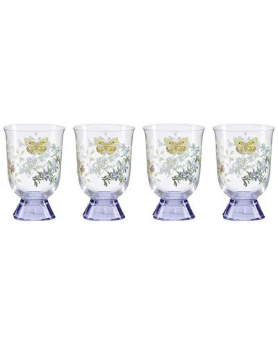 Lenox Set Of 4 Butterfly Meadow Herbs Short Tumblers In Transparent