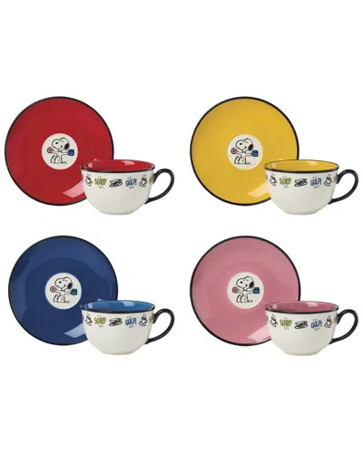 Lenox Set Of 4 Chef Snoopy Tea Cups & Saucers In Multi